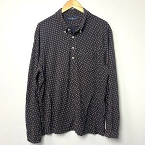 Vtg Ralph Lauren Retro Pattern Long Sleeve Button Down Collar Polo Shirt Men's L